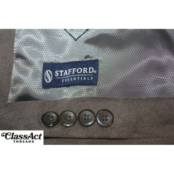 Stafford 3-Button Sport Coat Suede Blazer Jacket Mens Solid Gray 46L - Picture 9 of 9